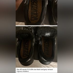 Size45= 11.5 USA size black and gray Versace trigreca sneakers